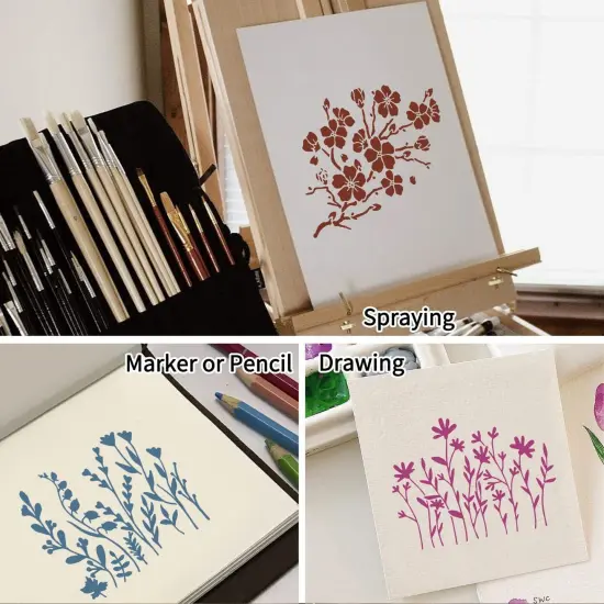 16 Pieces Wildflower Stencils for Painting, Reusable (5x6Inch) {2}