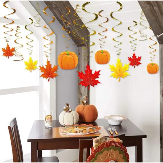36 Pack Autumn Thanksgiving Hanging Swirls Decorations {3}