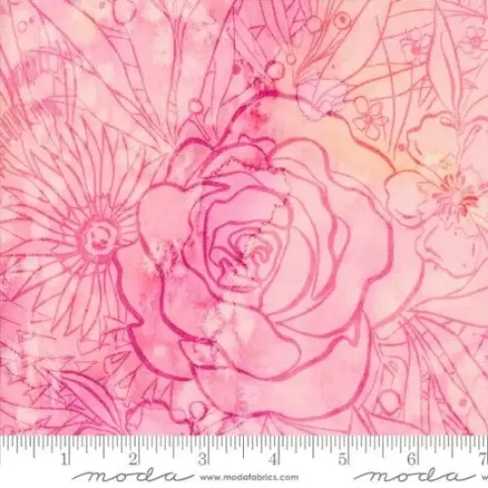 Coming Up Roses Florals Watercolor Pink Peony 44"/45" Fabric Per Yard {1}