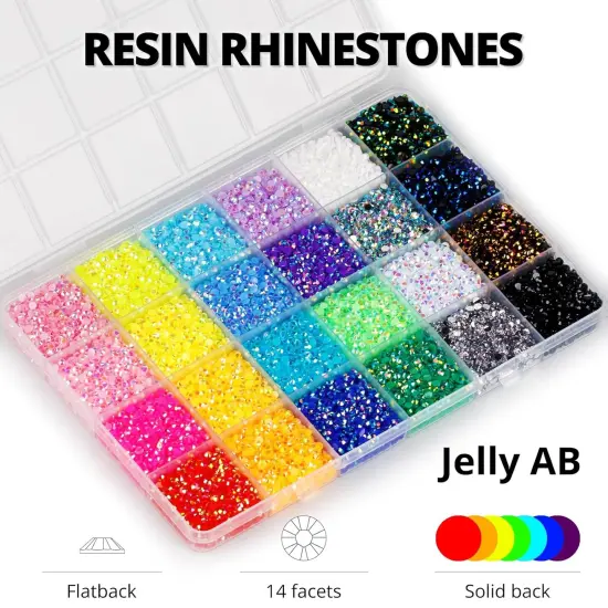 30000Pcs 3mm Flatback Jelly Rhinestones &ndash; Multicolor Gems with B7000 Glue {3}