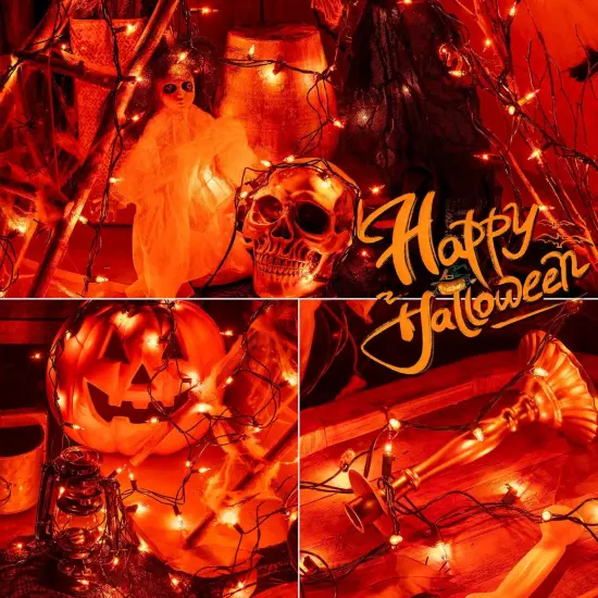 2 Pack Mini Orange Halloween String Lights - 13FT, 50 LED {5}