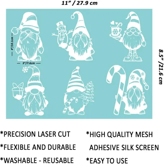 Christmas Gnomes Silkscreen Stencils {2}