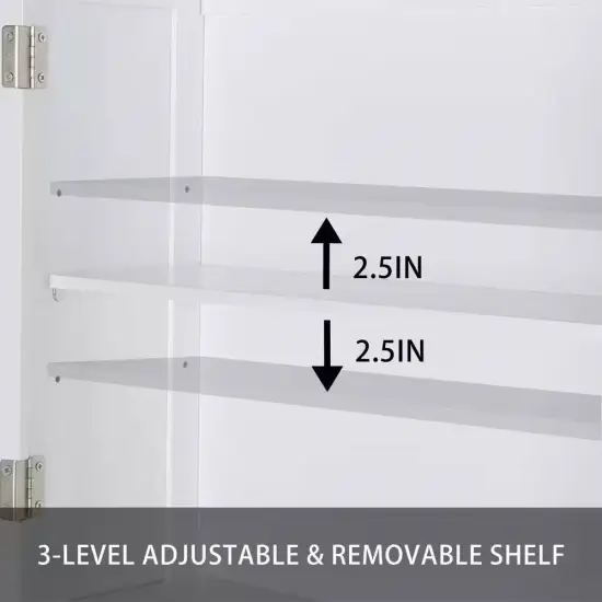 MDF Over-the-Toilet Bathroom Storage Cabinet with Adjustable Shelves and Doors White {3}