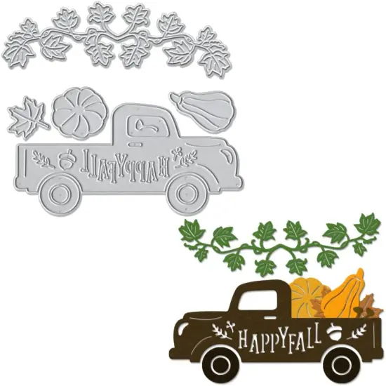 Autumn Cutting Dies Thanksgiving Fall Truck Harvest Maple Leaf Pumpkin {1}