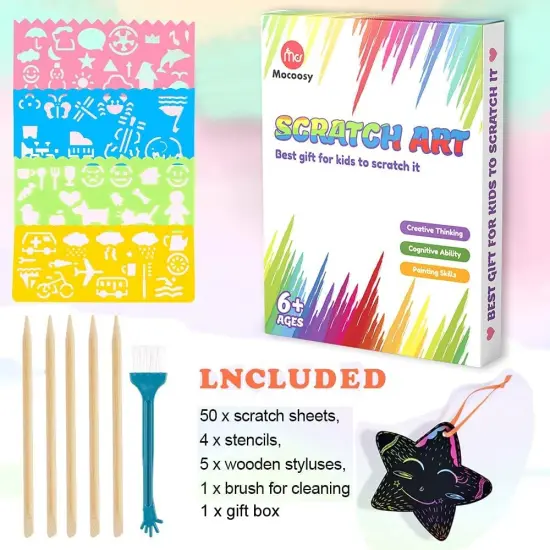 60 Pcs Rainbow Scratch Art Paper for Kids {2}