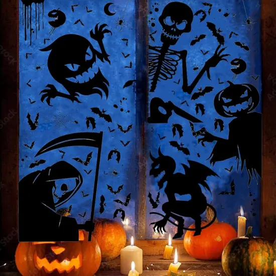 81 PCS Halloween Decorations Window Clings Decor {1}