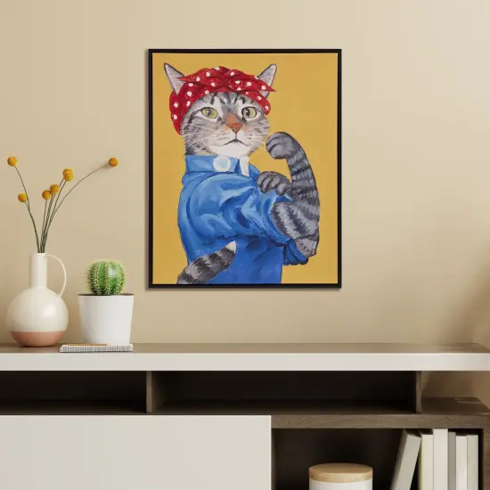 Rosie the Feline Framed Canvas Wall Art {1}