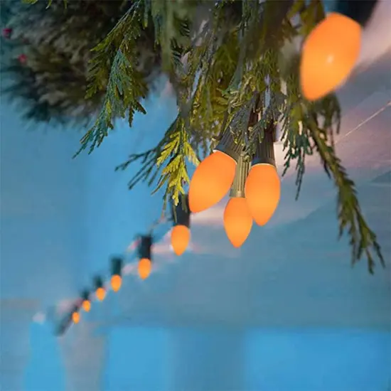 25Ft Vintage Christmas Lights C7 Orange String Lights {5}