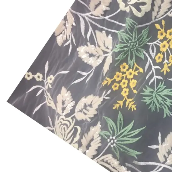 1 Yard Luxury English Net Lace with French Design & Flat Sequins 54 Inches Wide {5}