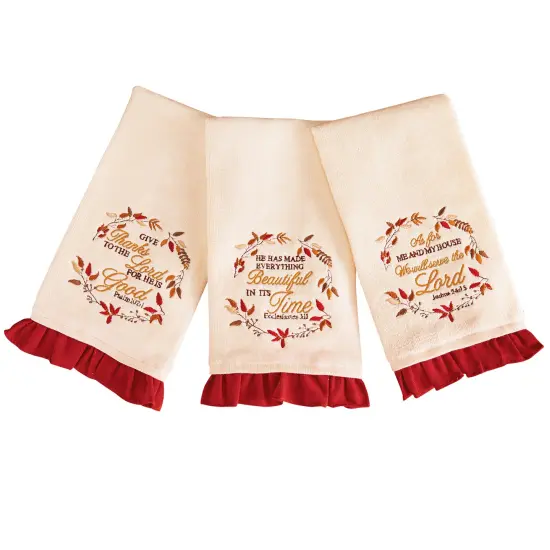 Collections Etc Autumn 3-Piece Religious Quote Hand Towels {2}