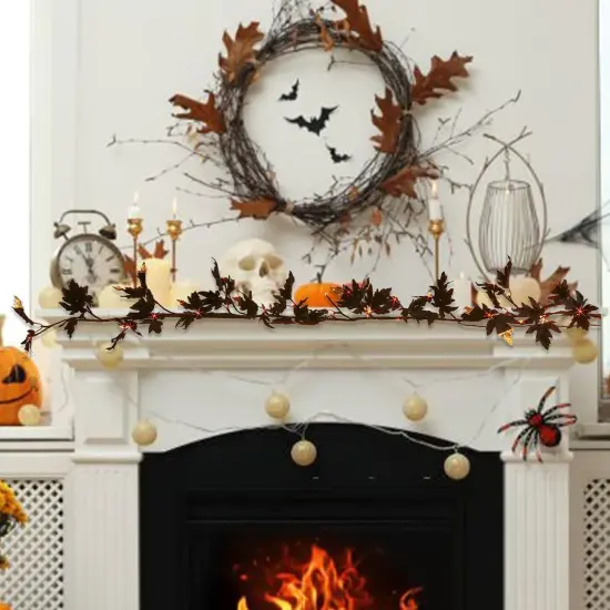 Lighted Halloween Maple Leaf Garland {6}