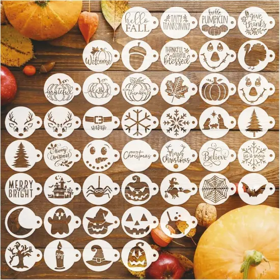 45Pieces Christmas Halloween Fall Thanksgiving Cookie Stencils (45 Holiday) {1}