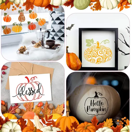 11 Pieces Fall Painting Stencils Autumn Stencil (Pumpkins,8 x 8 Inch, 6 x 12 Inch) {4}