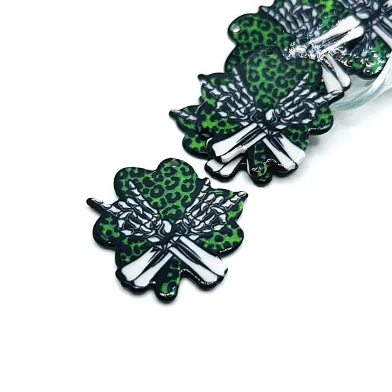 Punk St. Patrick's Day Skeleton Hands Charms, 36x35.5mm {1}