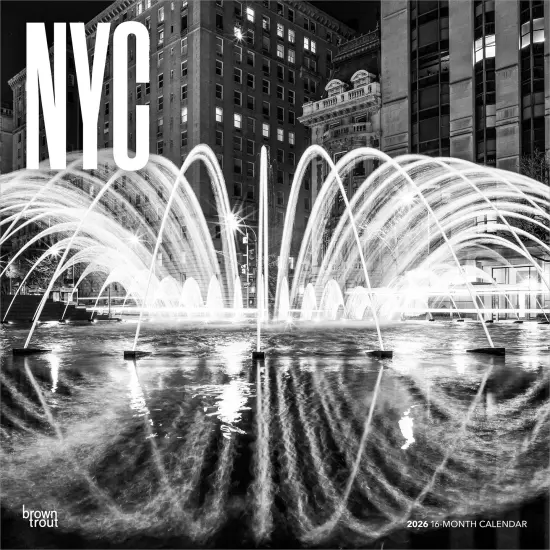 New York City Black & White | 2026 12 x 24 Inch (Hanging) Monthly Square Wall Calendar | Plastic-Free {1}