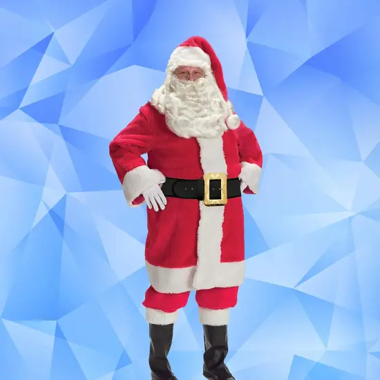 Father Christmas Costume with Plush Trim, Belt, Boot Tops, Hat and Gloves {6}