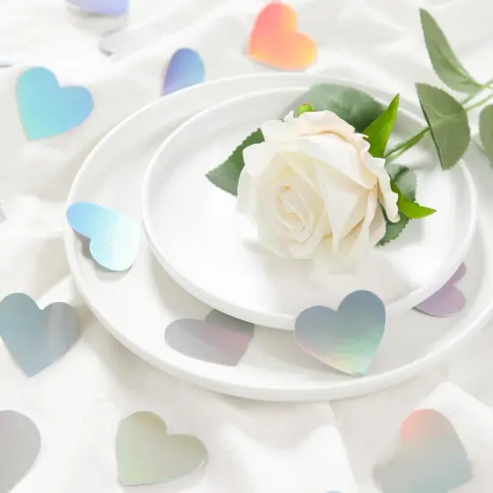 Iridescent-Disco Party-Decorations Heart Confetti - 300pcs {2}