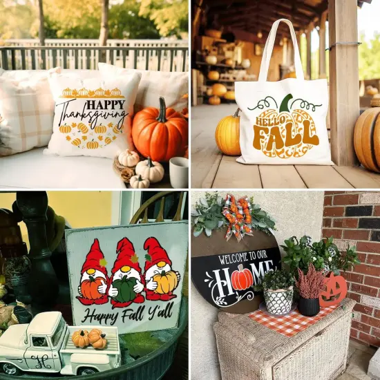 9 Pcs Fall Stencil for Painting on Wood, Reusable Thanksgiving Autumn {3}