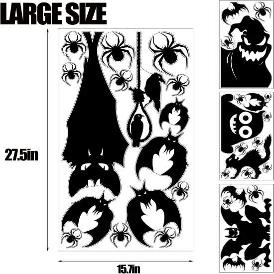 4 Sheets Spooky Monster Halloween Window Cling {2}