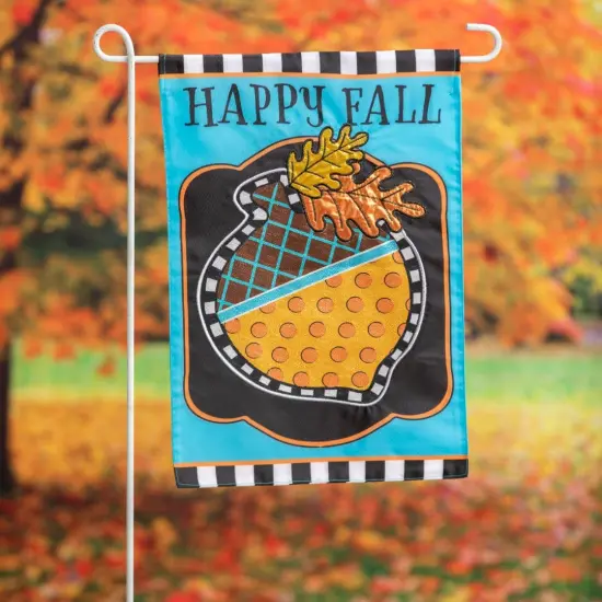 Happy Fall Acorn Garden Flag 2 Sided Applique {2}