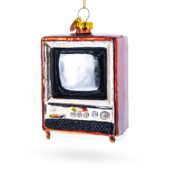 Nostalgic Retro Classic TV Glass Christmas Ornament {1}