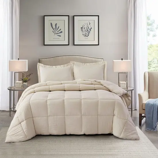 Reversible Comforter Set 3 Piece Brushed Microfiber Hypoallergenic Soft Bedding {6}
