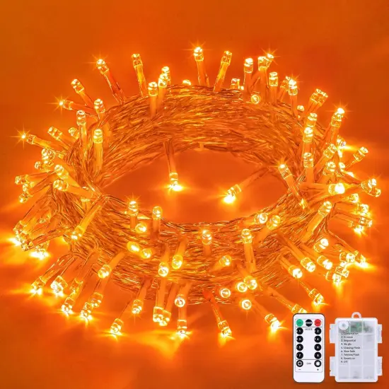 33ft Orange Battery Operated Halloween Lights {1}