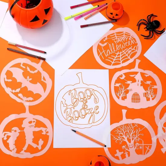 25 Pieces 7.9 Inch Halloween Pumpkin Stencils Reusable Pumpkin {4}