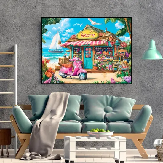 12x16 Inch - Beach House Flower Diamond Painting Kits {2}