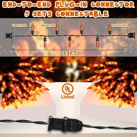 33FT 100 Count Incandescent Connectable Halloween Lights {3}