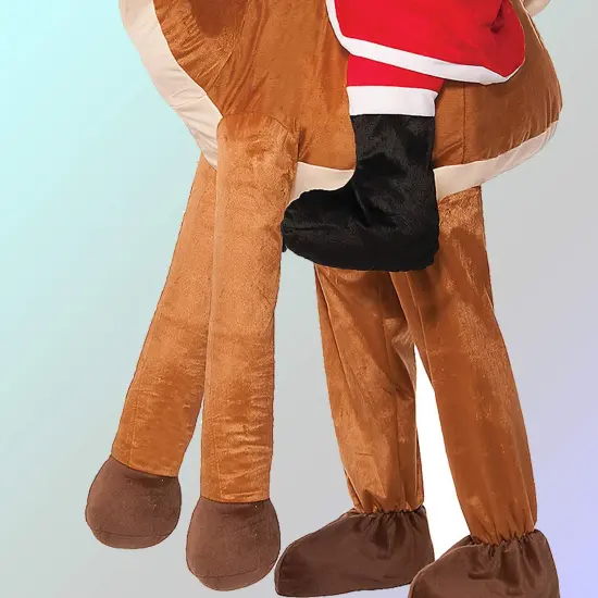 Santa Ride-A-Reindeer Adult Costume with Hat Jacket and Plush Reindeer Legs {3}