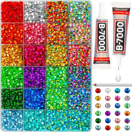 10000Pcs 5mm Flat Back Rhinestones with Glue - Multicolored {1}
