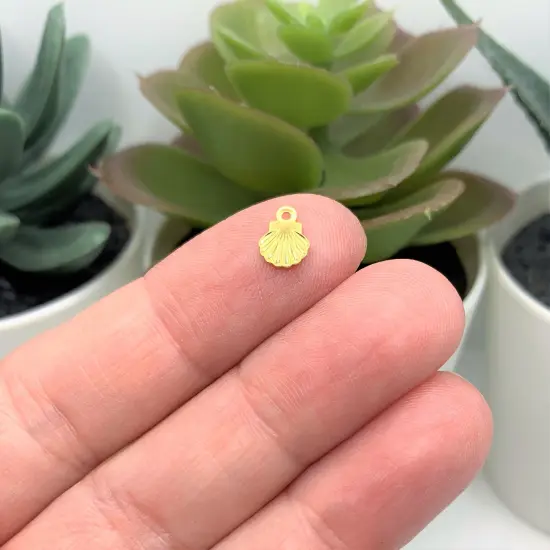 Gold 304 Stainless Steel Tiny Sea Shell Charms, 8x6mm {3}