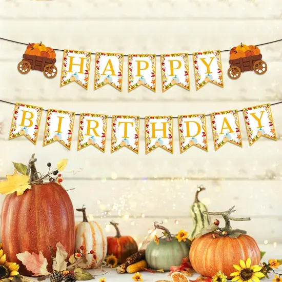 Pre-Strung Fall Happy Birthday Banner {2}