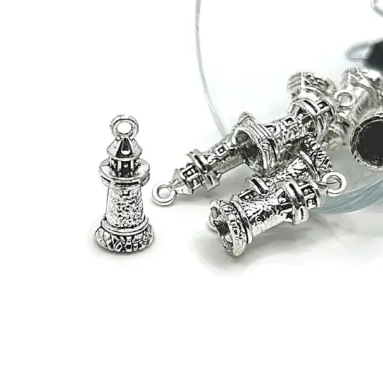 Silver Lighthouse 3D Nautical Charms, 21x10mm {1}