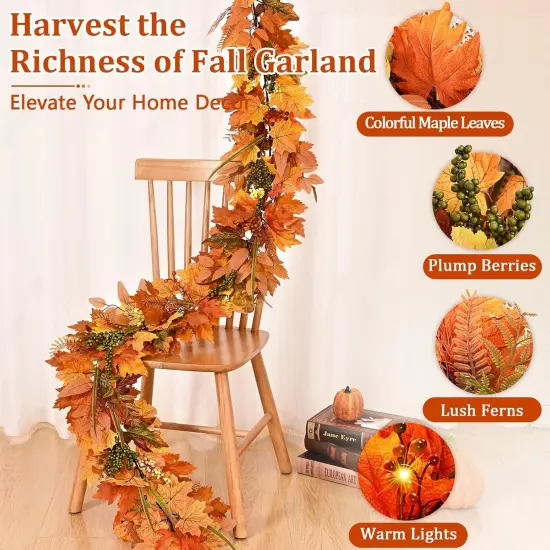 5.9Ft Fall Garland with Lights {3}