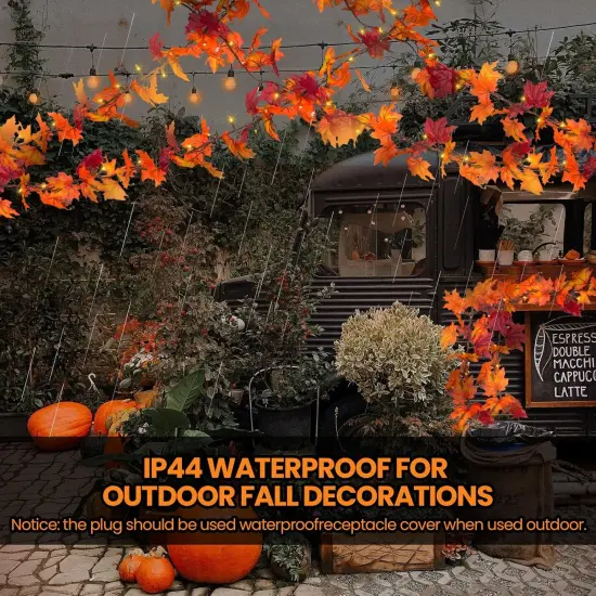 Thanksgiving Lighted Fall Leaf Garland Lights - 11ft Lighted Fall Leaf {6}