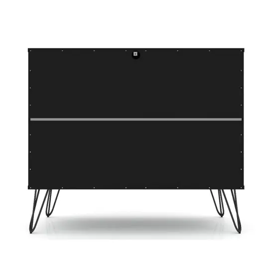Modern Scandinavian MDF 3-Drawer Bedroom Dresser with Metal Legs Perfect for Any Room Black {4}