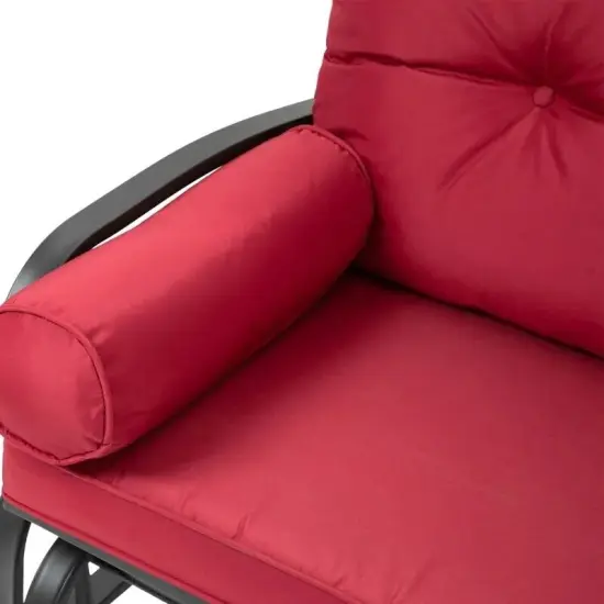 Steel Porch Glider Chair Loveseat with Cushions and Smooth Rocking Motion Red {4}
