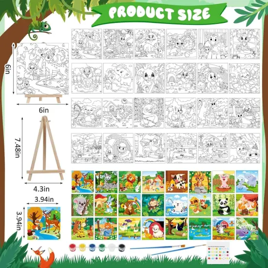 24 Pack 216 Piece Pre Drawn Canvas to Paint Kits for Kid Adult {2}