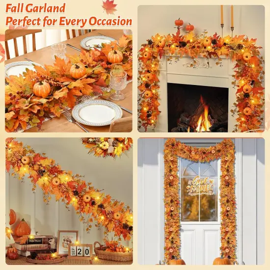 Fall Decor - 5.9 FT Fall Garland for Mantle {6}