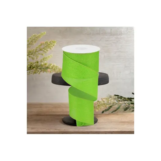 2.5" Royal Faux Burlap Ribbon: Lime Green (10 Yards) {3}