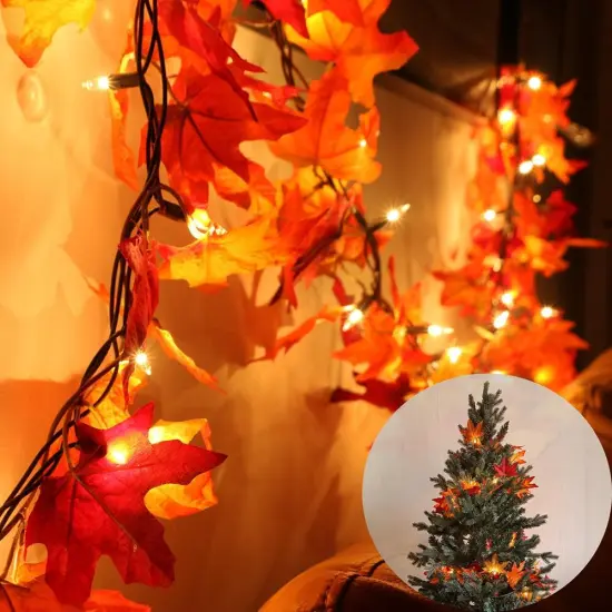 Fall Garland with Plug in String Lights - 50 Bulbs {1}