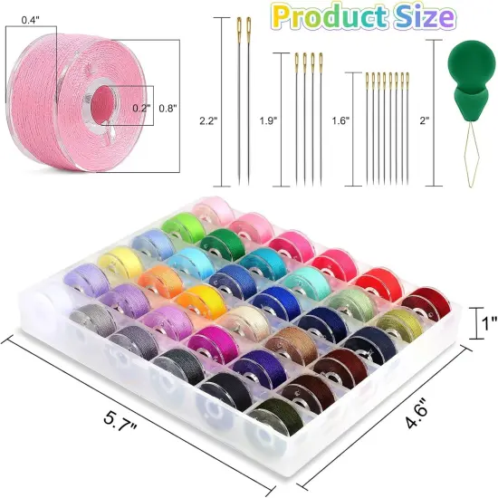 36Pcs Bobbins and Sewing Threads Prewound Bobbins with Case {2}