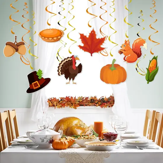 24Pcs Thanksgiving Fall Streamers Garland Decorations {5}