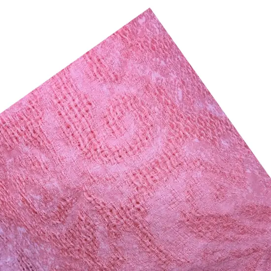 1 Yard Coral Silk Gazar Embroidered Fabric for Dresses and Gowns 56 Inches Wide {5}