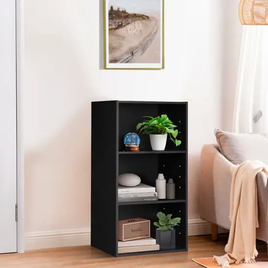 Costway 3 Open Shelf Bookcase Modern Multi-functional Storage Display Cabinet Black {5}