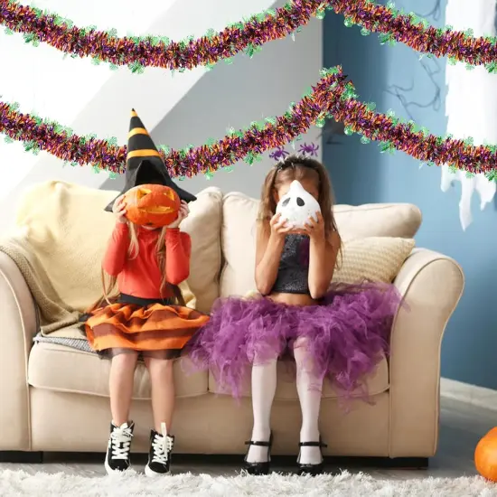 Metallic Twist Halloween Garland with Green Spider Web {5}