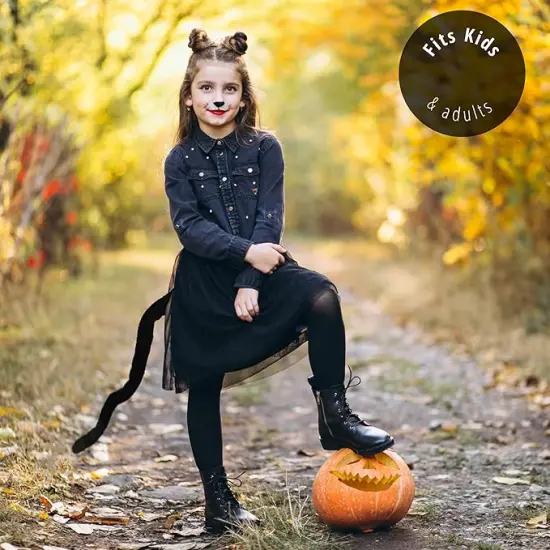 4E&rsquo;s Novelty 25" Adjustable Furry Black Cat Tail Costume &ndash; Bendable Faux Fur Tail for Adults & Kids, Cosplay, Halloween Dress-Up, Cat, Fox, Wolf, Raccoon, and Animal-Themed Costume Accessory {5}