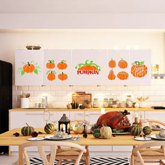 9 Pieces Fall Pumpkin Stencil for Painting Reusable {6}